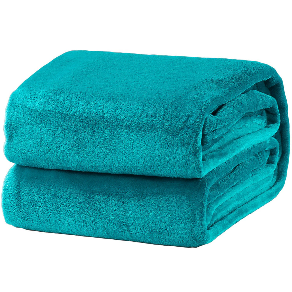 Bedsure GentleSoft teal front view showing plush blanket and modern color