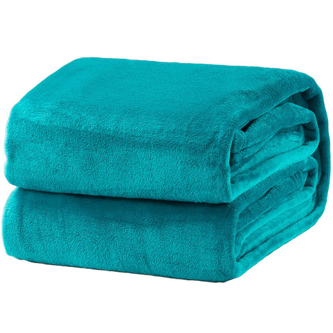 Bedsure GentleSoft teal front view showing plush blanket and modern color