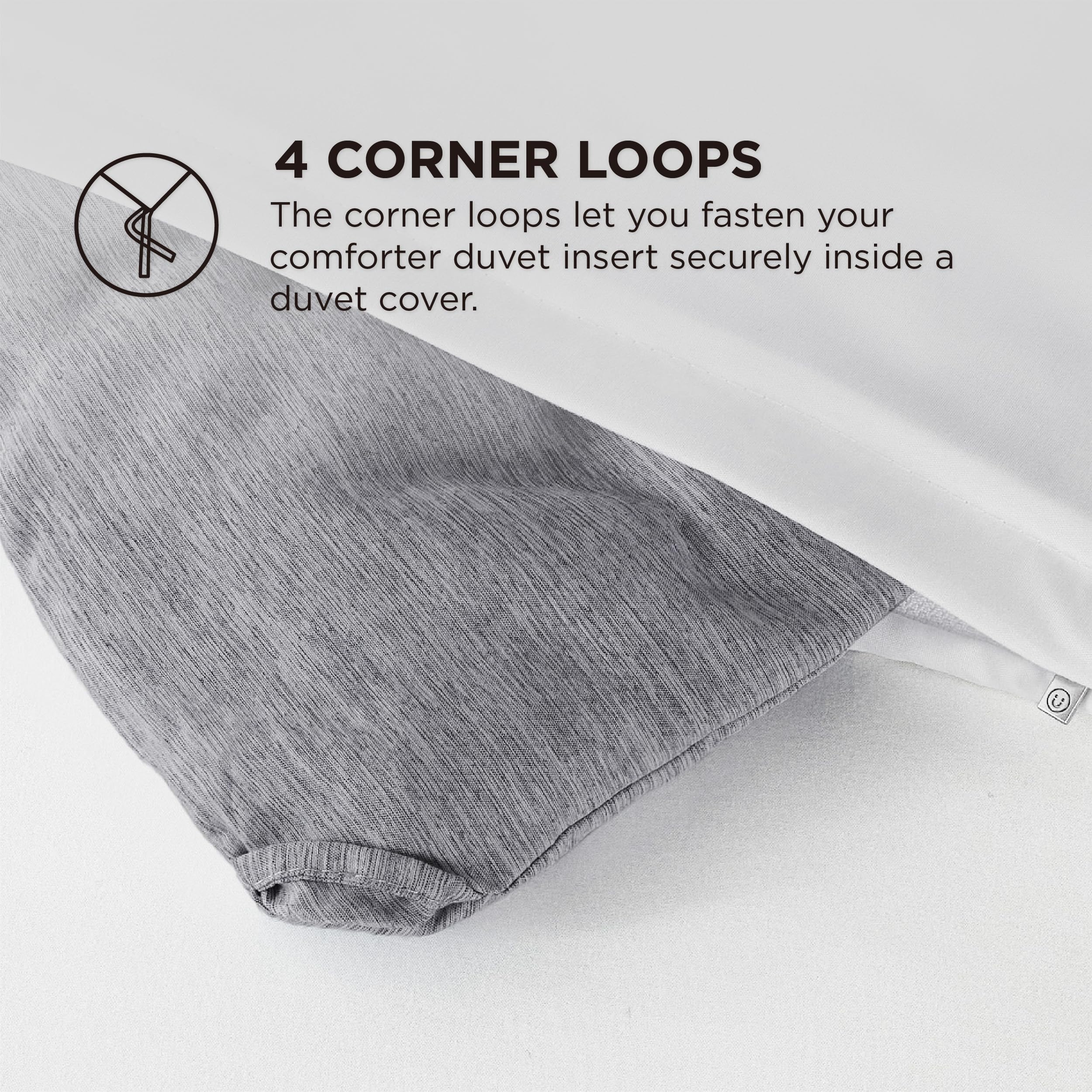 Bedsure folded comforter shot emphasizing lightweight packability and easy storage