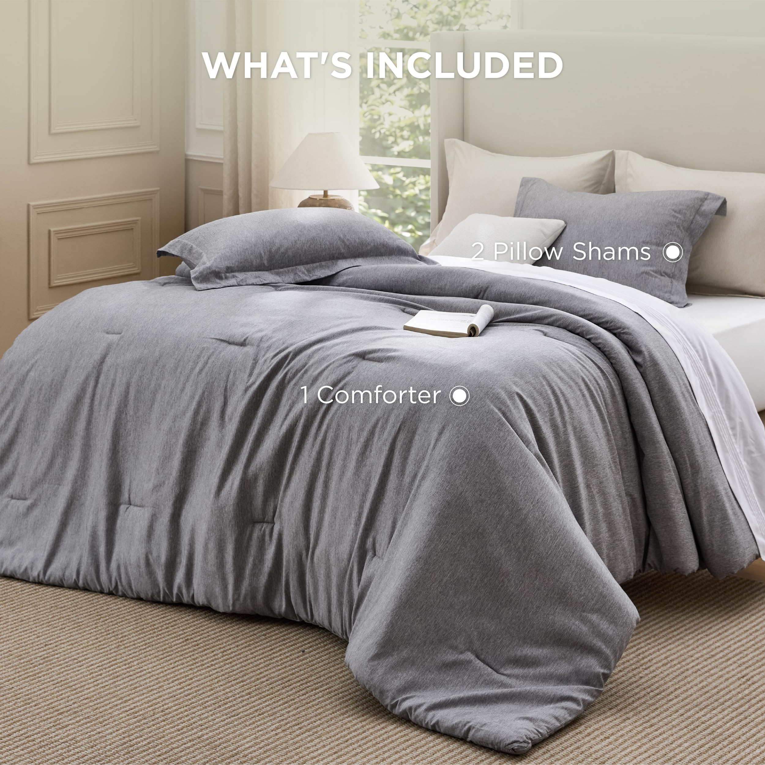 Bedsure lifestyle image of person reading in bed showing cozy relaxation appeal