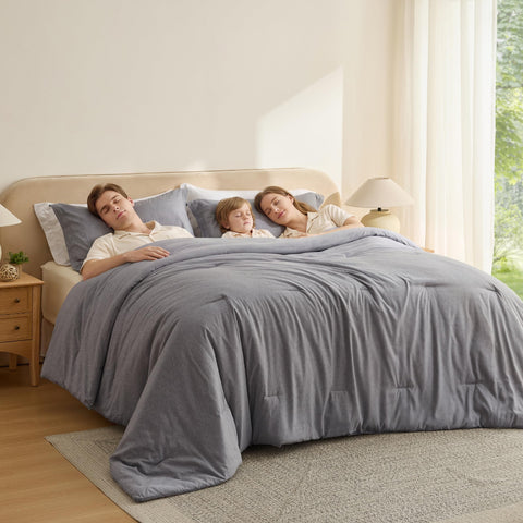 Bedsure front view of oversized king comforter showing full bed coverage and cozy look