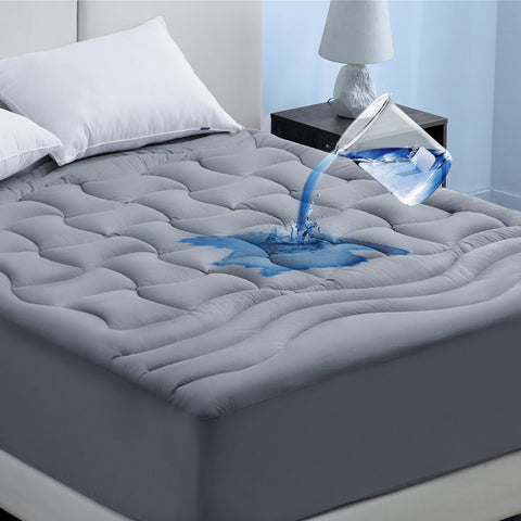 Bedsure grey twin xl front view showing snug fit and quiet protection