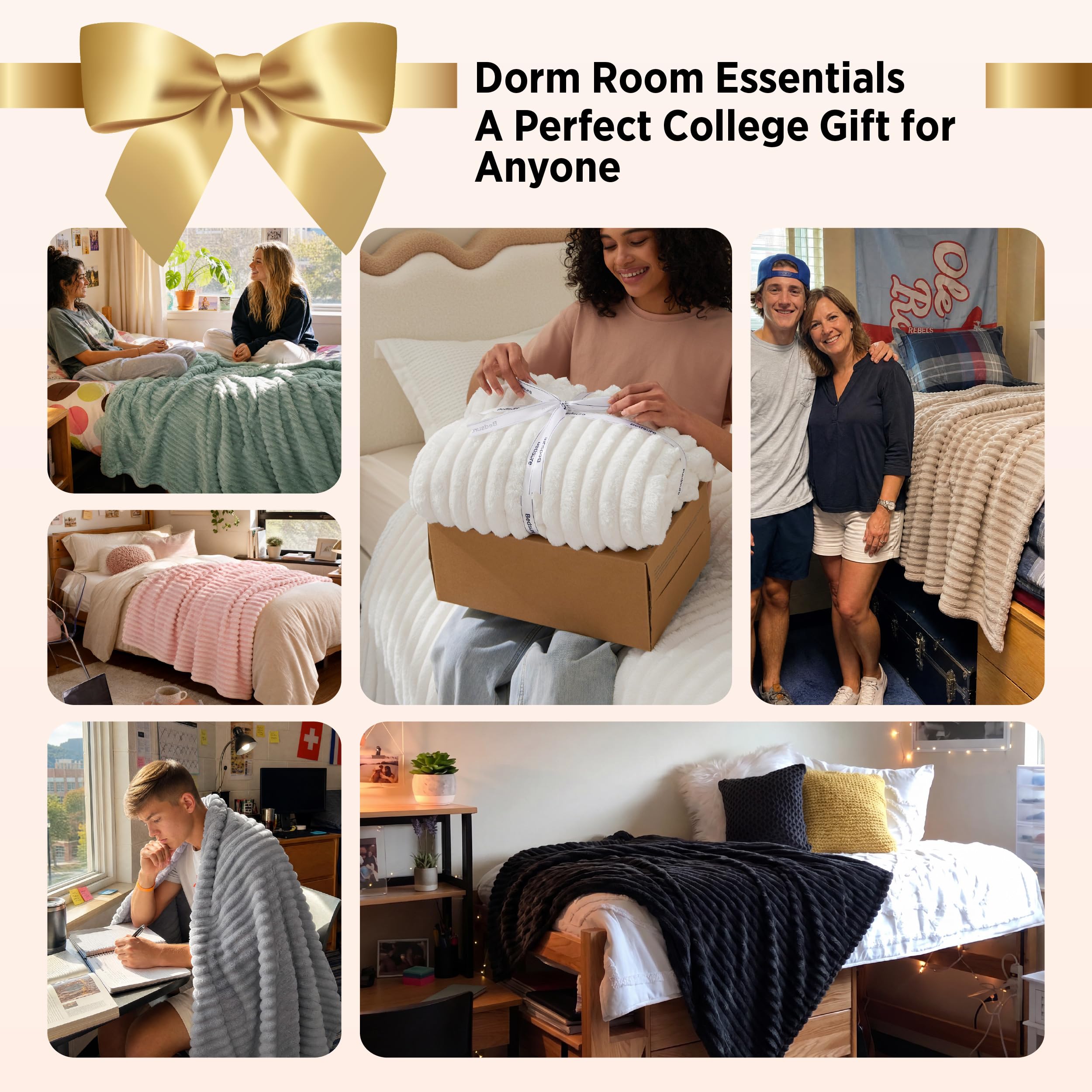 Bedsure hand touching plush fabric close-up demonstrating softness and gentle warmth