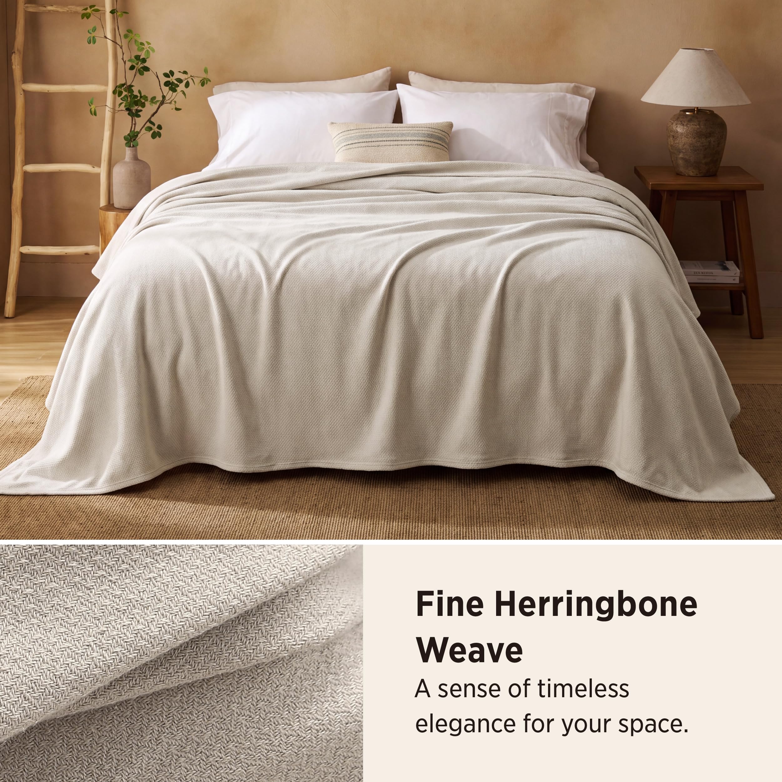 Bedsure close-up of herringbone weave highlighting texture and durability