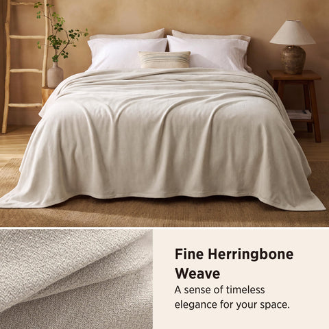 Bedsure close-up of herringbone weave highlighting texture and durability
