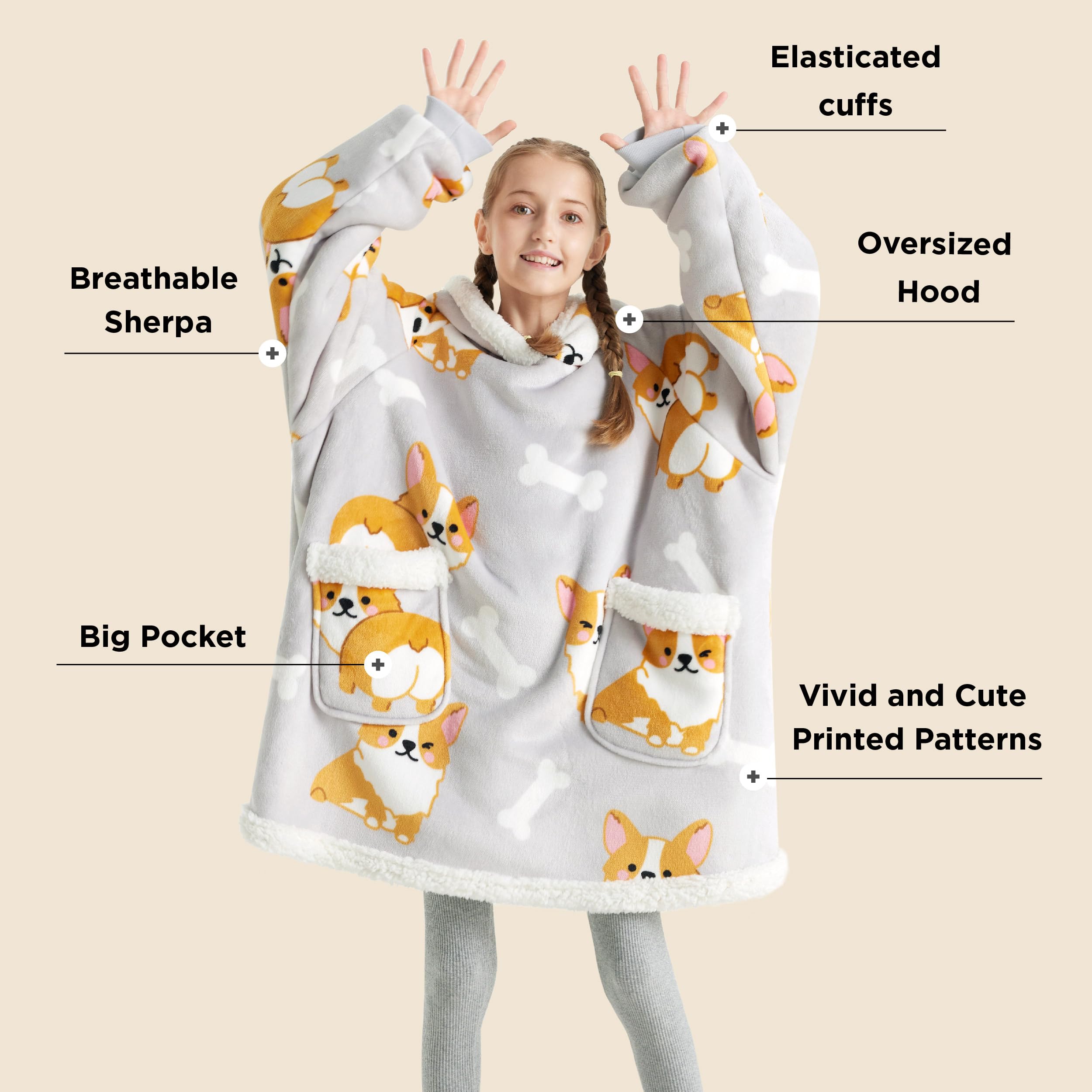 Bedsure hood detail highlighting animal ears and secure stitching benefit
