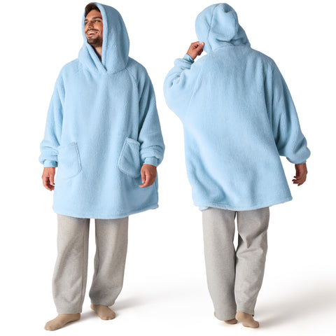 Bedsure sky blue oversized hoodie front view showing roomy fit and comfort