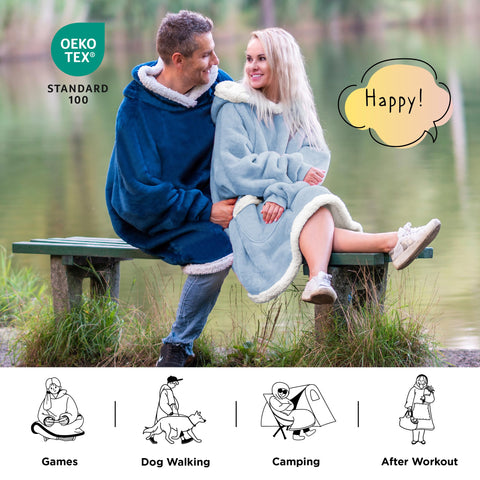 Bedsure hoodie worn at home demonstrating relaxed, layered comfort
