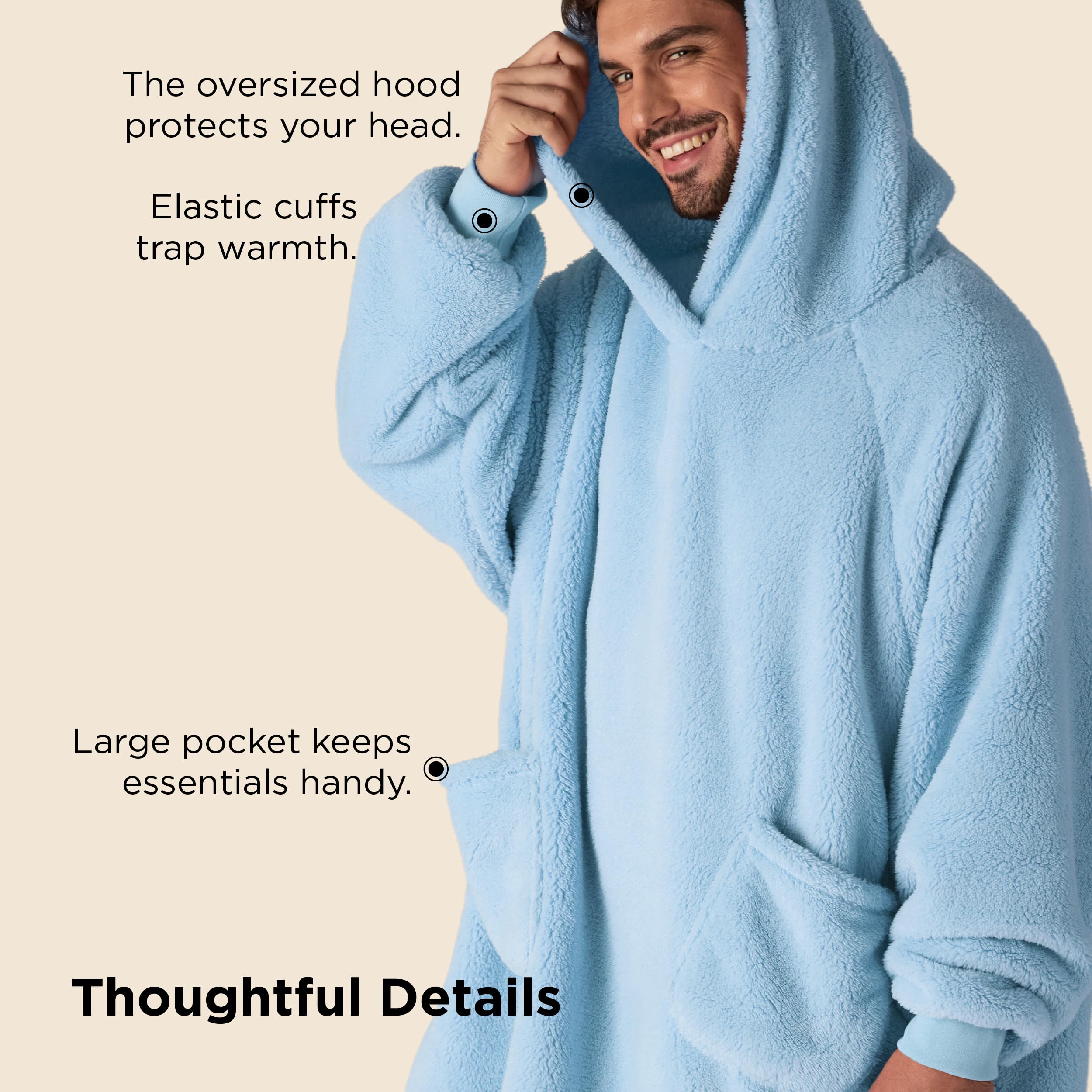 Bedsure hoodie draped on chair to show size and layering scale