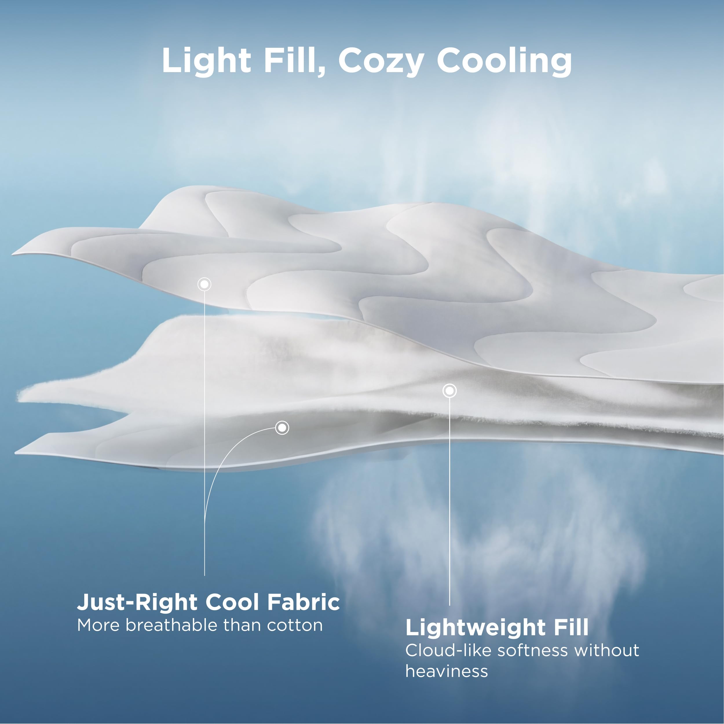Bedsure in-bed style shot illustrating cooler sleep and neat drape