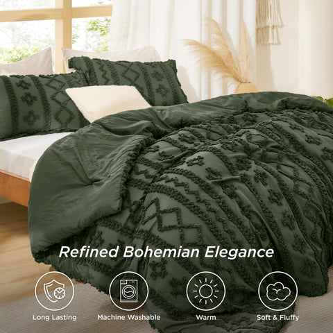 Bedsure styled bedroom scene showing cohesive boho decor and inviting warmth