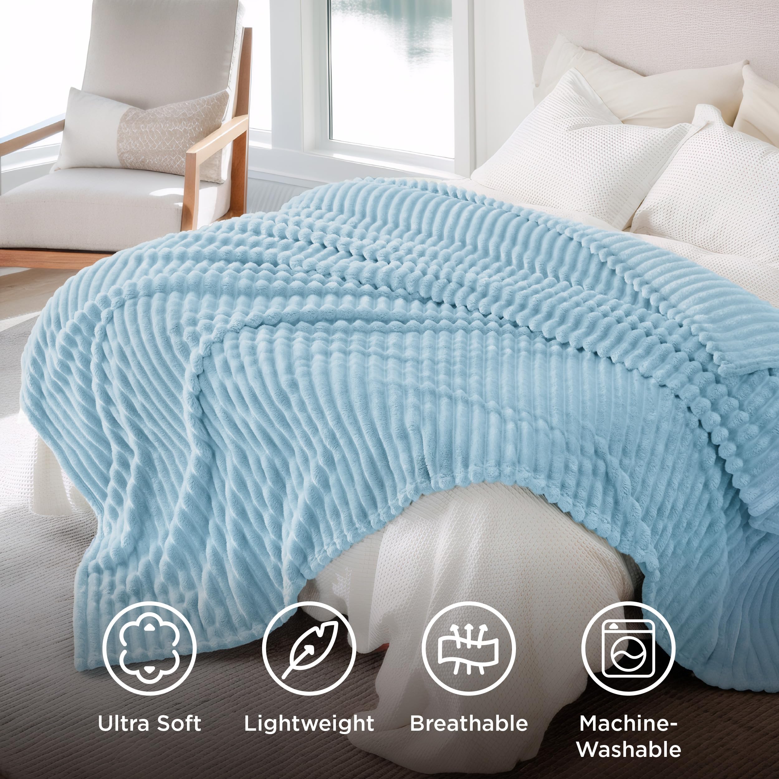Bedsure blanket used on couch for cozy living-room warmth