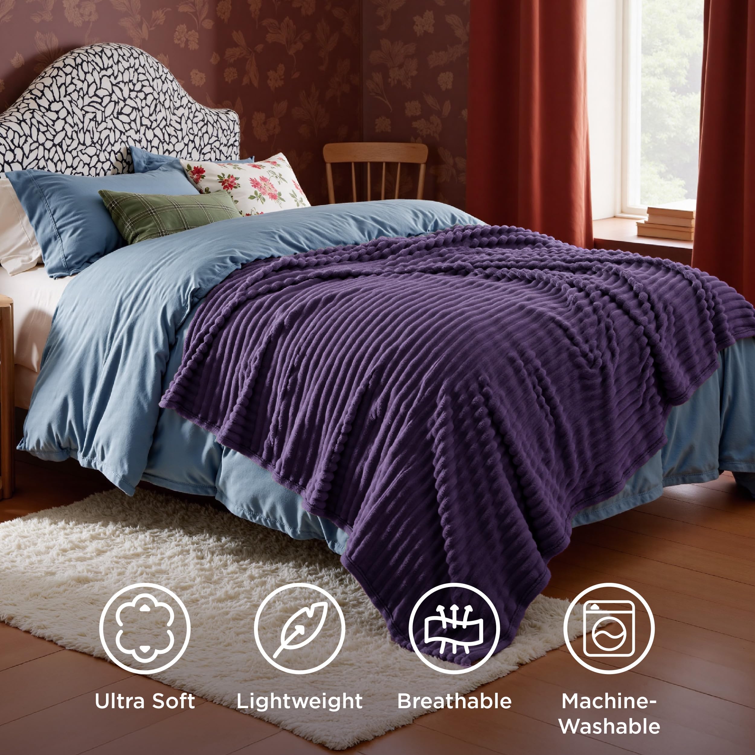 Bedsure throw wrapped around person on sofa showing warmth and comfort
