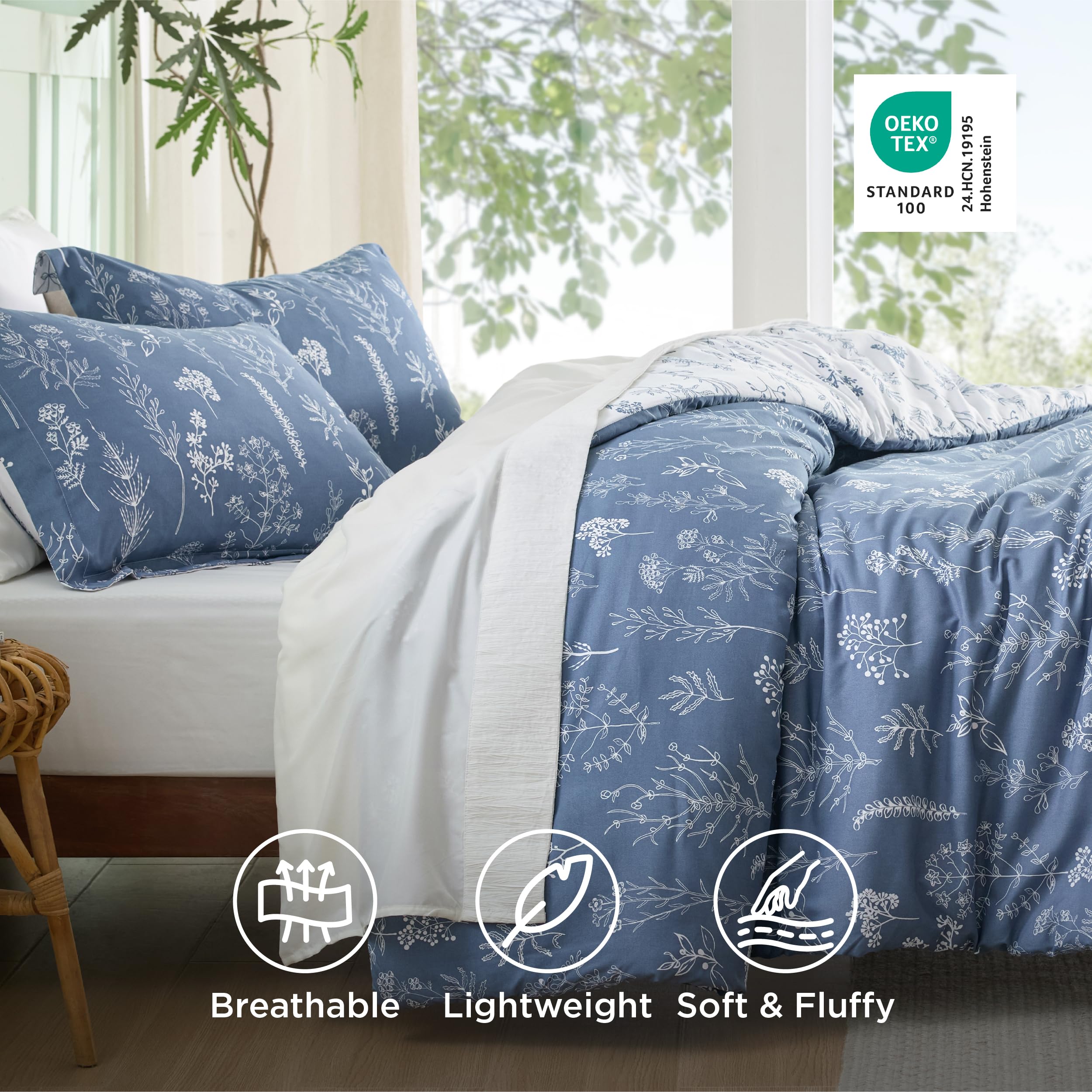Bedsure Infinity Blue fill loft detail showing plush down-alternative for breathable comfort