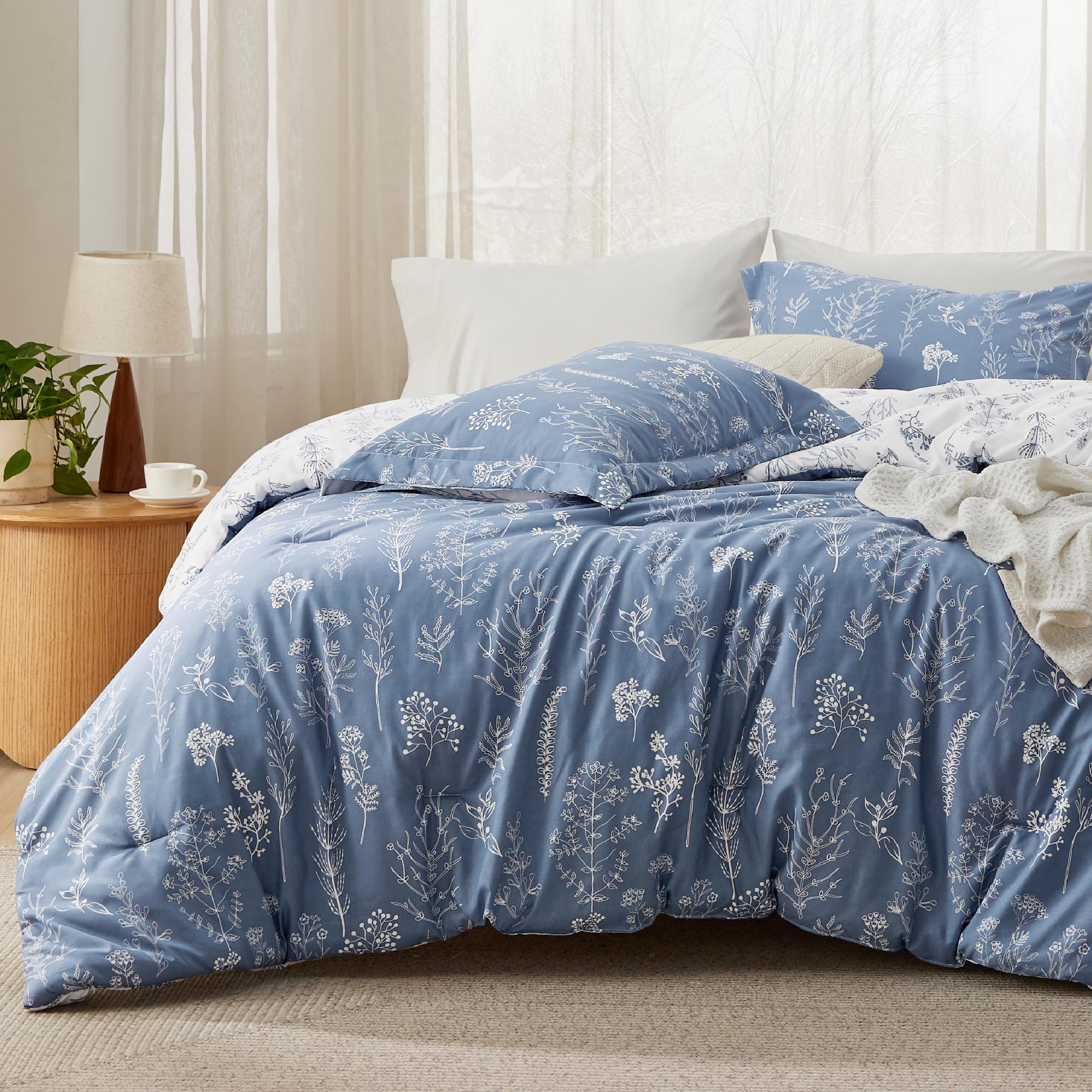 Bedsure comforter front floral pattern showing cozy style and reversible options
