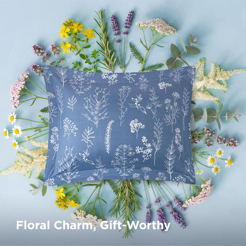 Bedsure Infinity Blue pillow shams front showing coordinated pattern and polished bed styling