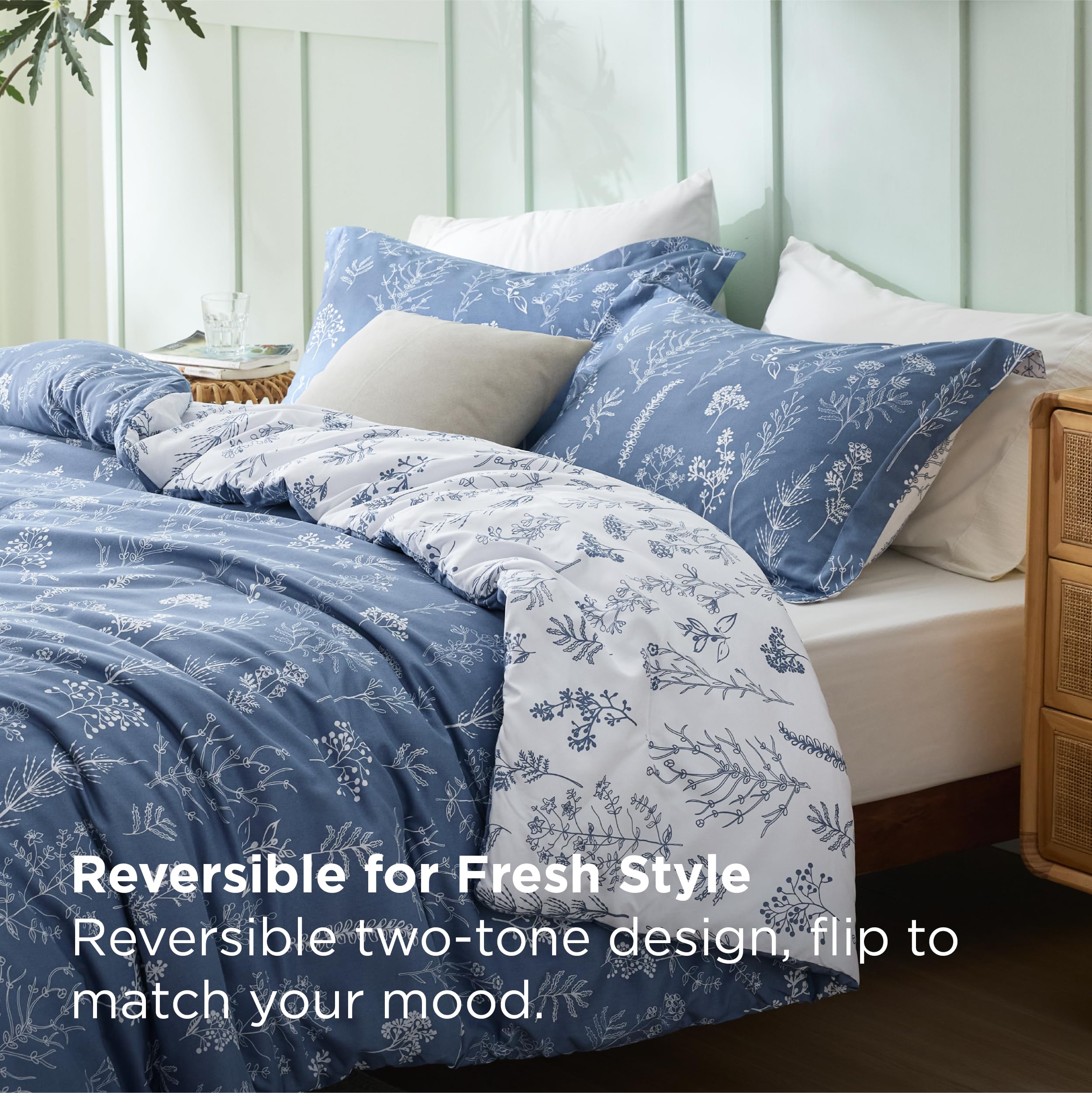Bedsure Infinity Blue reverse side showing contrasting colorway and versatility for decor updates