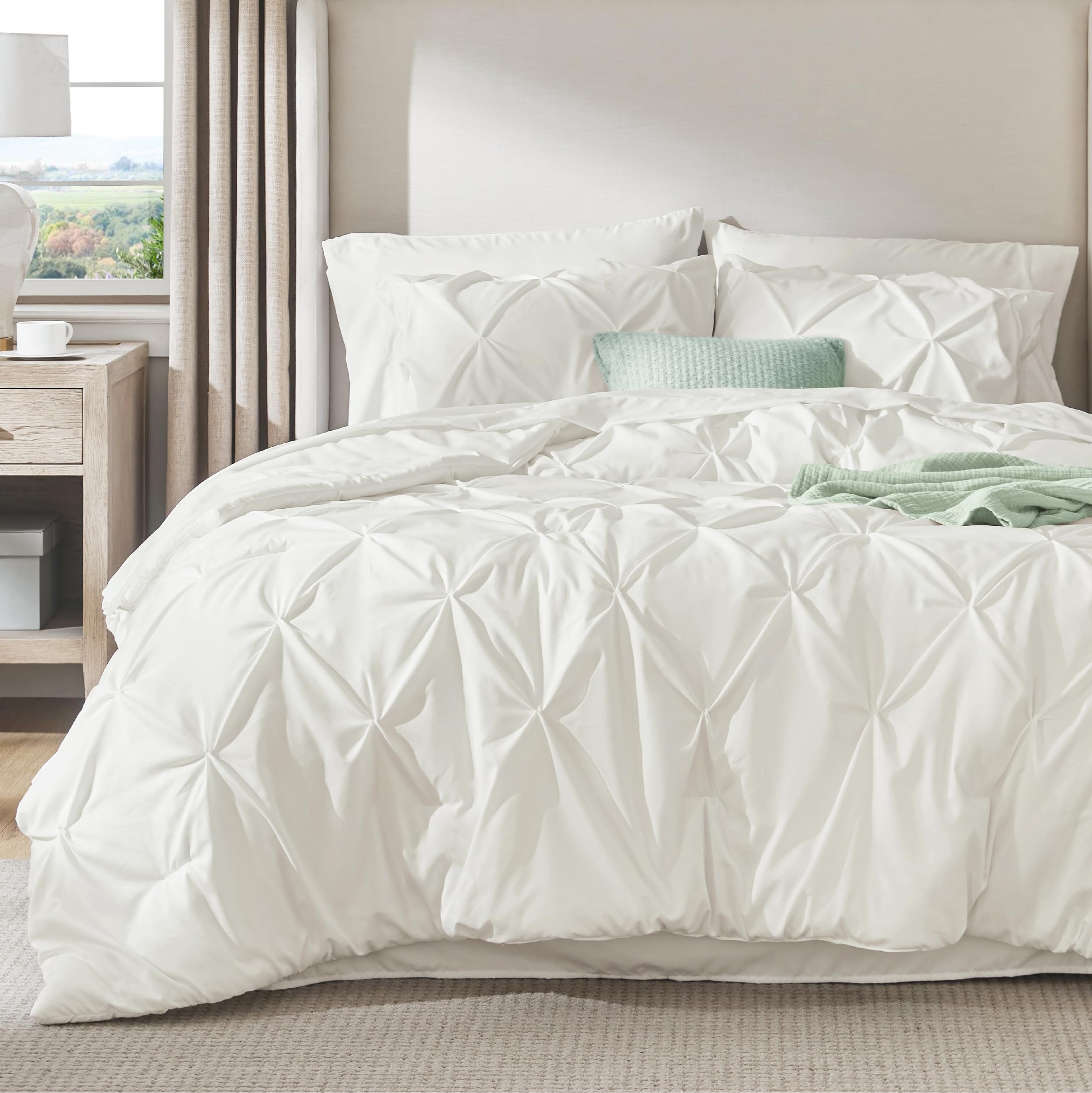 Bedsure comforter spread on California King bed creating hotel-style look
