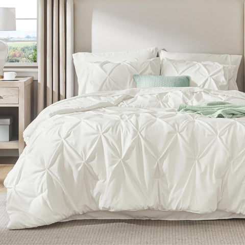 Bedsure comforter spread on California King bed creating hotel-style look