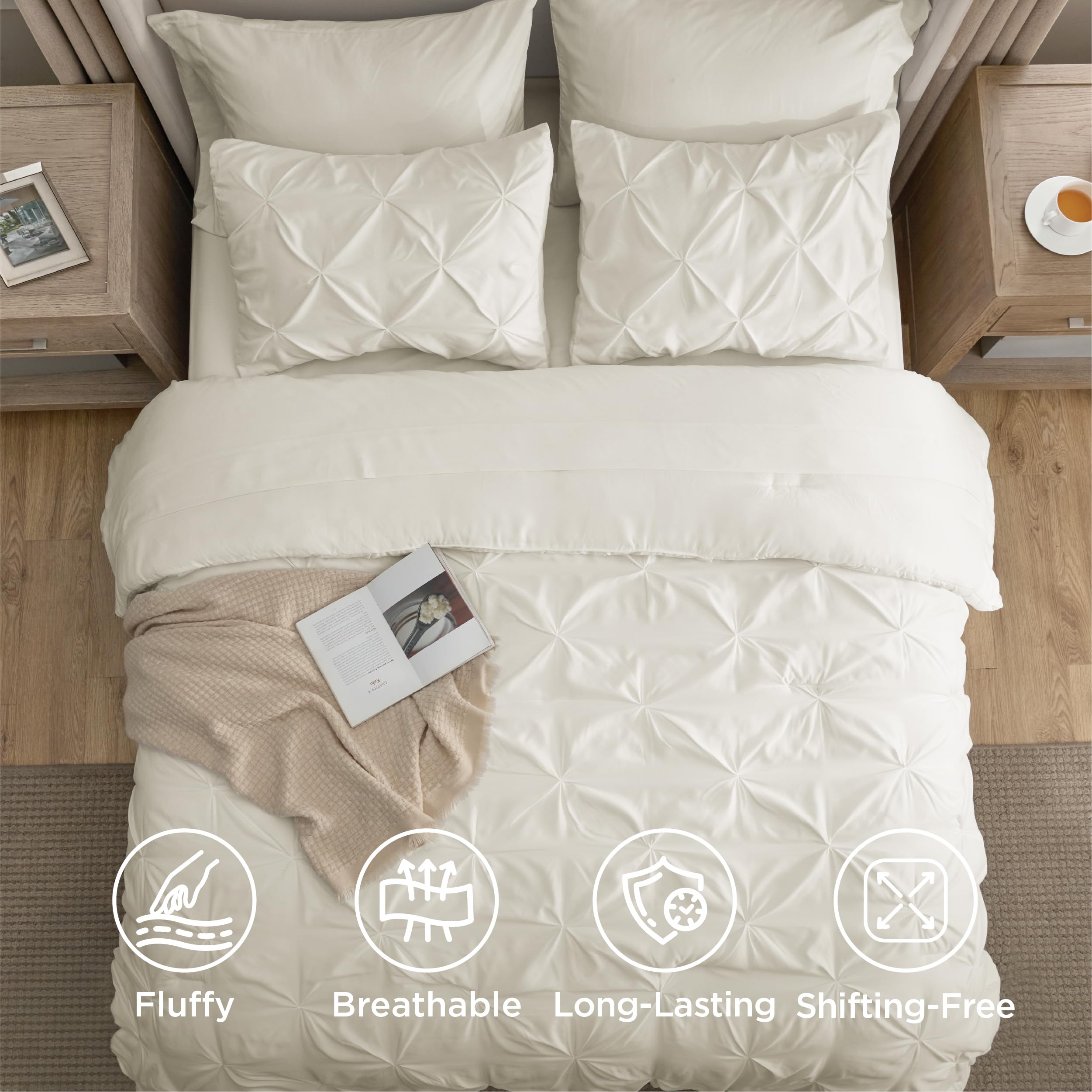 Bedsure pillow sham detail with pinch-pleat pattern adding refined texture