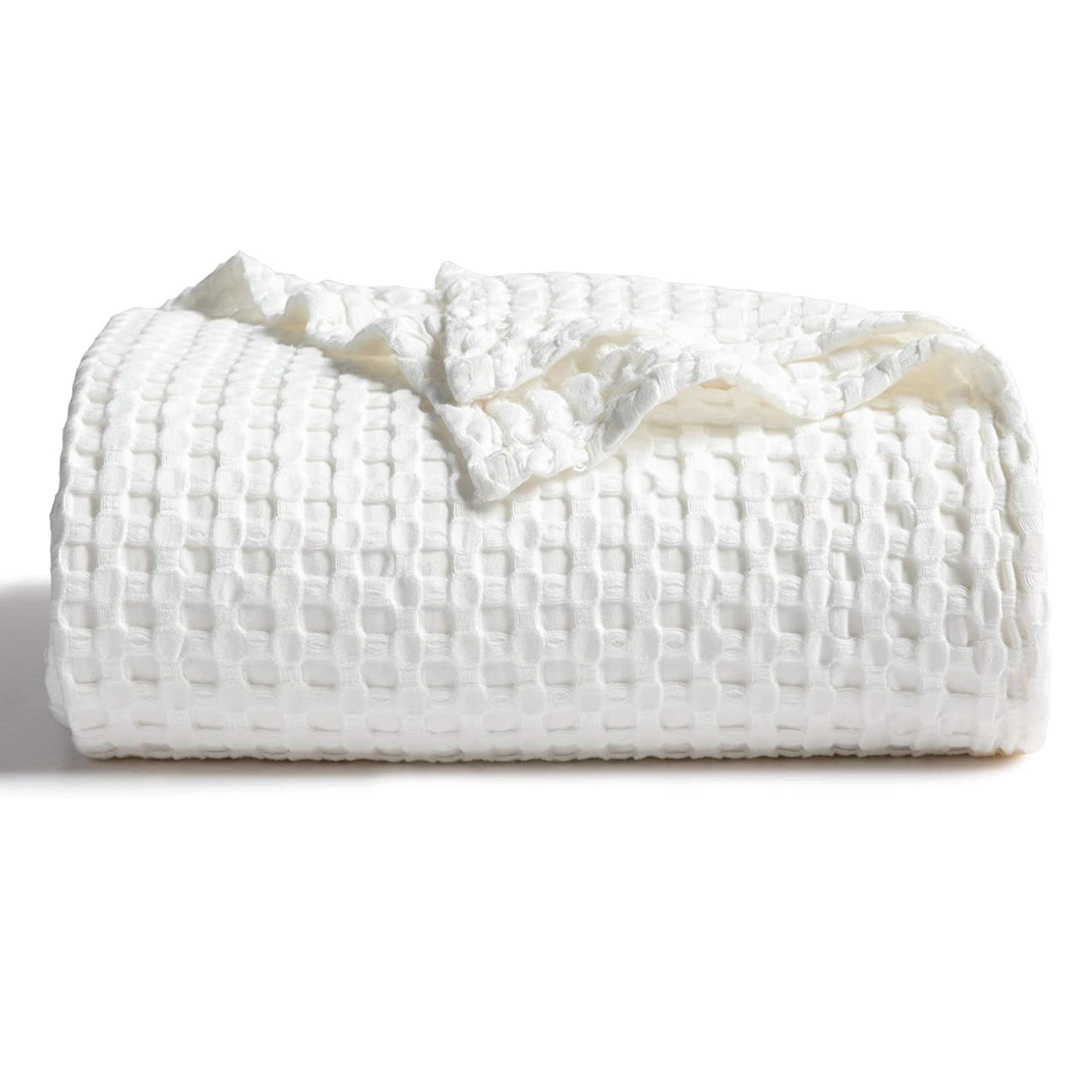 Bedsure ivory XL throw front view showing full coverage and neutral style