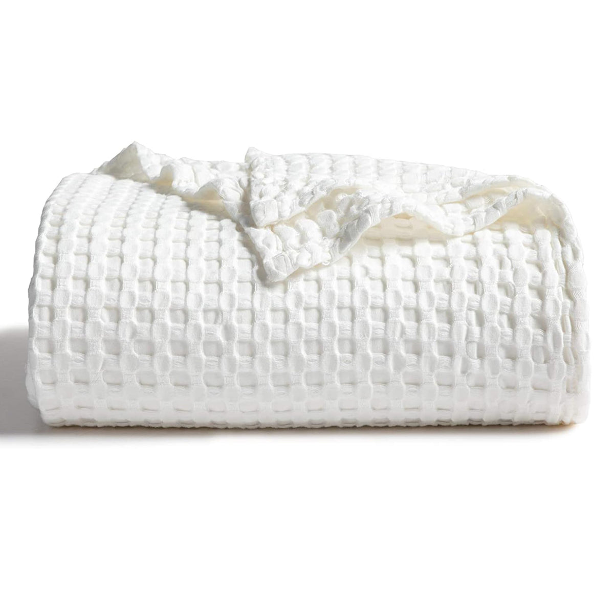 Bedsure ivory XL throw front view showing full coverage and neutral style