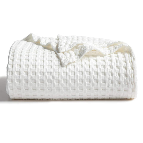 Bedsure ivory XL throw front view showing full coverage and neutral style