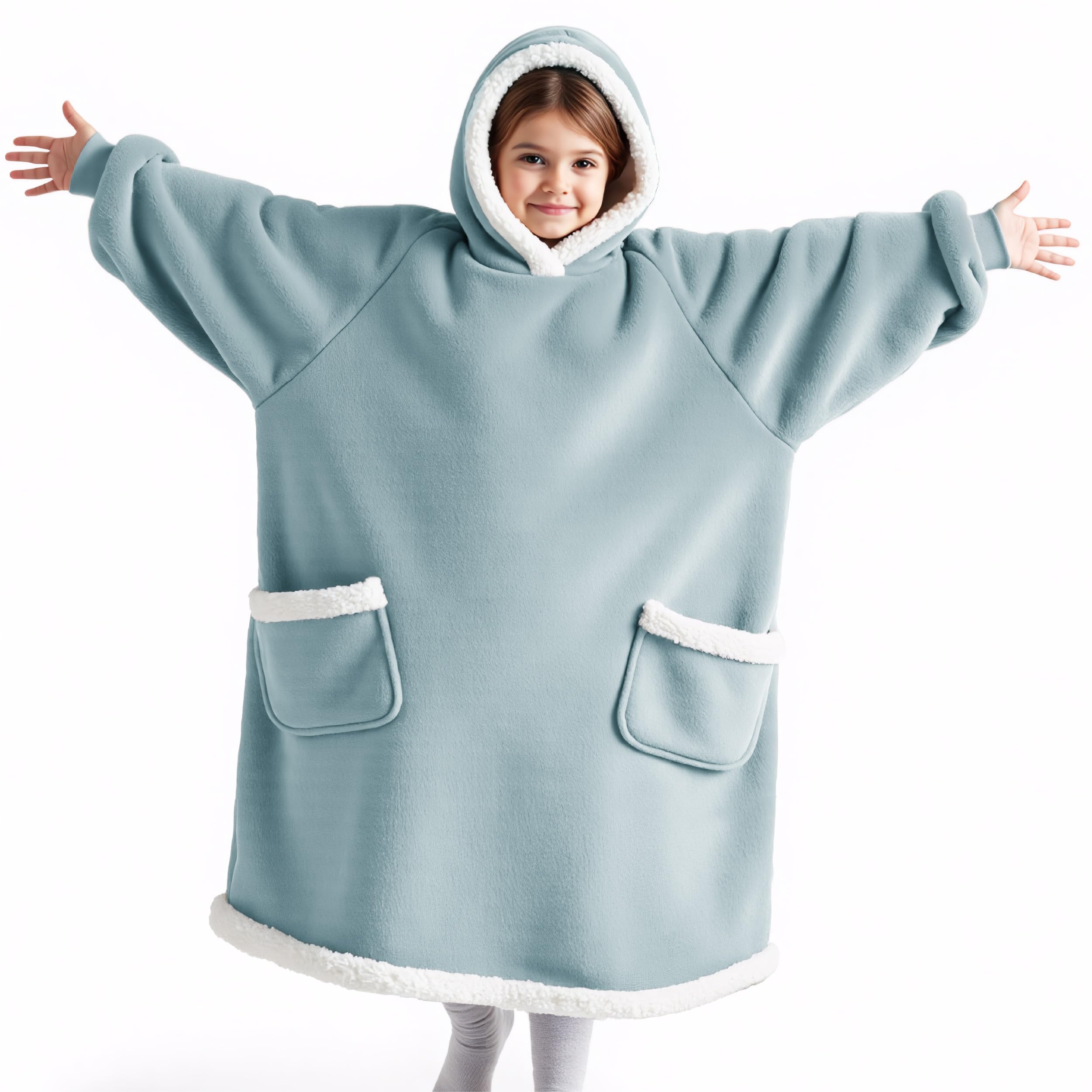 Bedsure kids hoodie front view showing green color and comfy fit