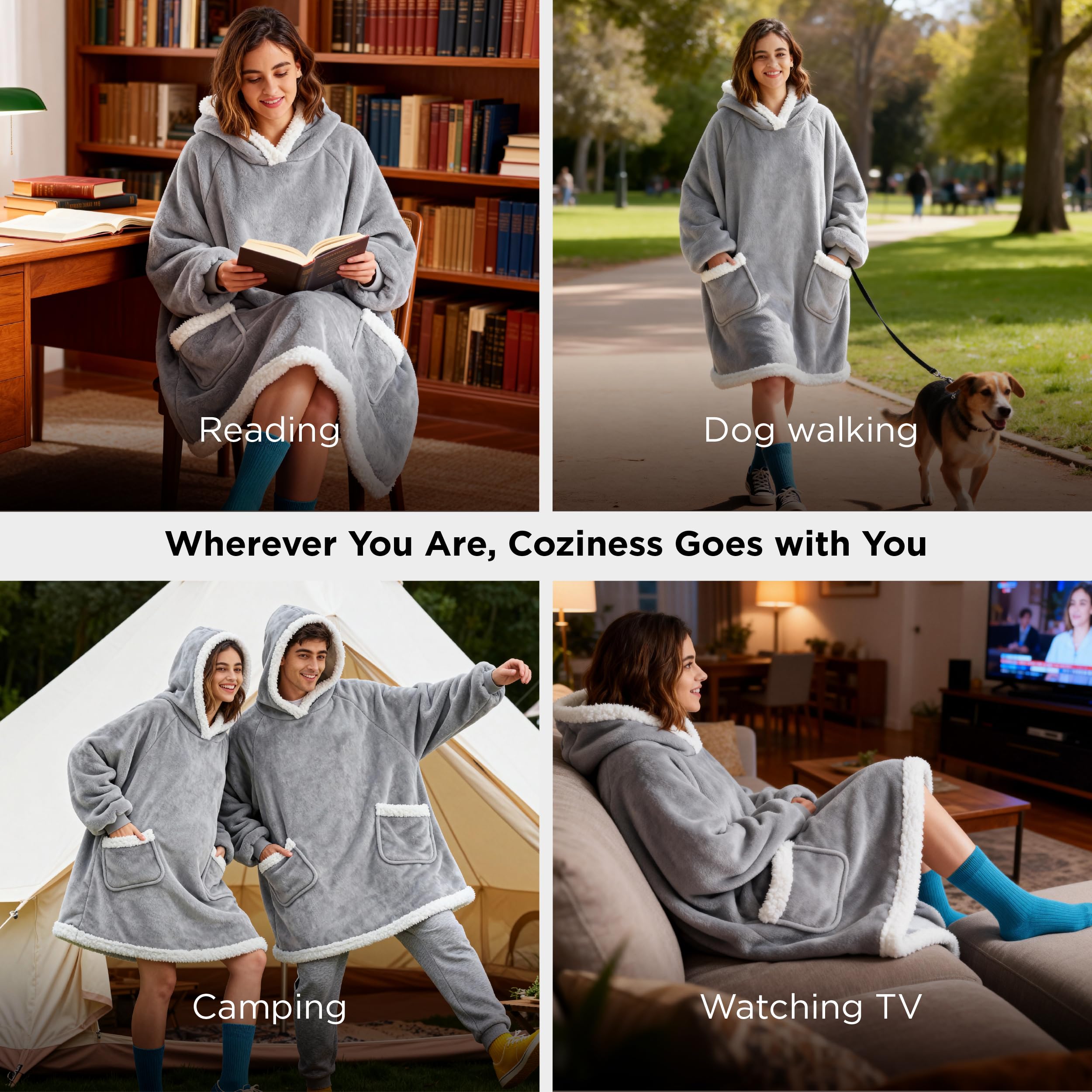 Bedsure hoodie in living room lifestyle scene promoting relaxed play
