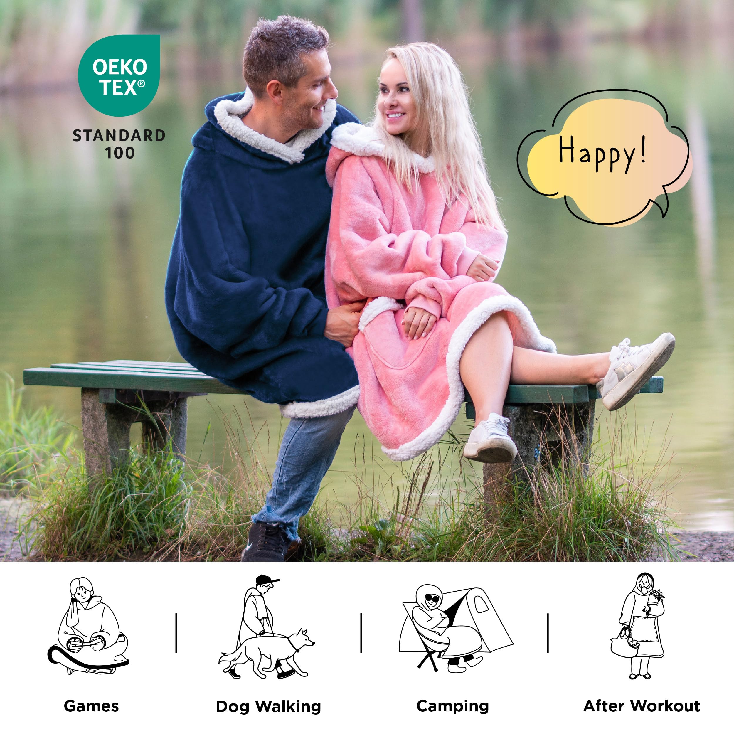 Bedsure kids hoodie size comparison illustrating fit over pajamas