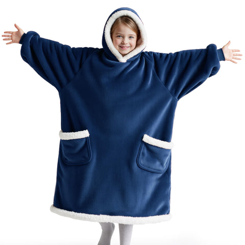 Bedsure navy kids hoodie front view showing fit and comfort