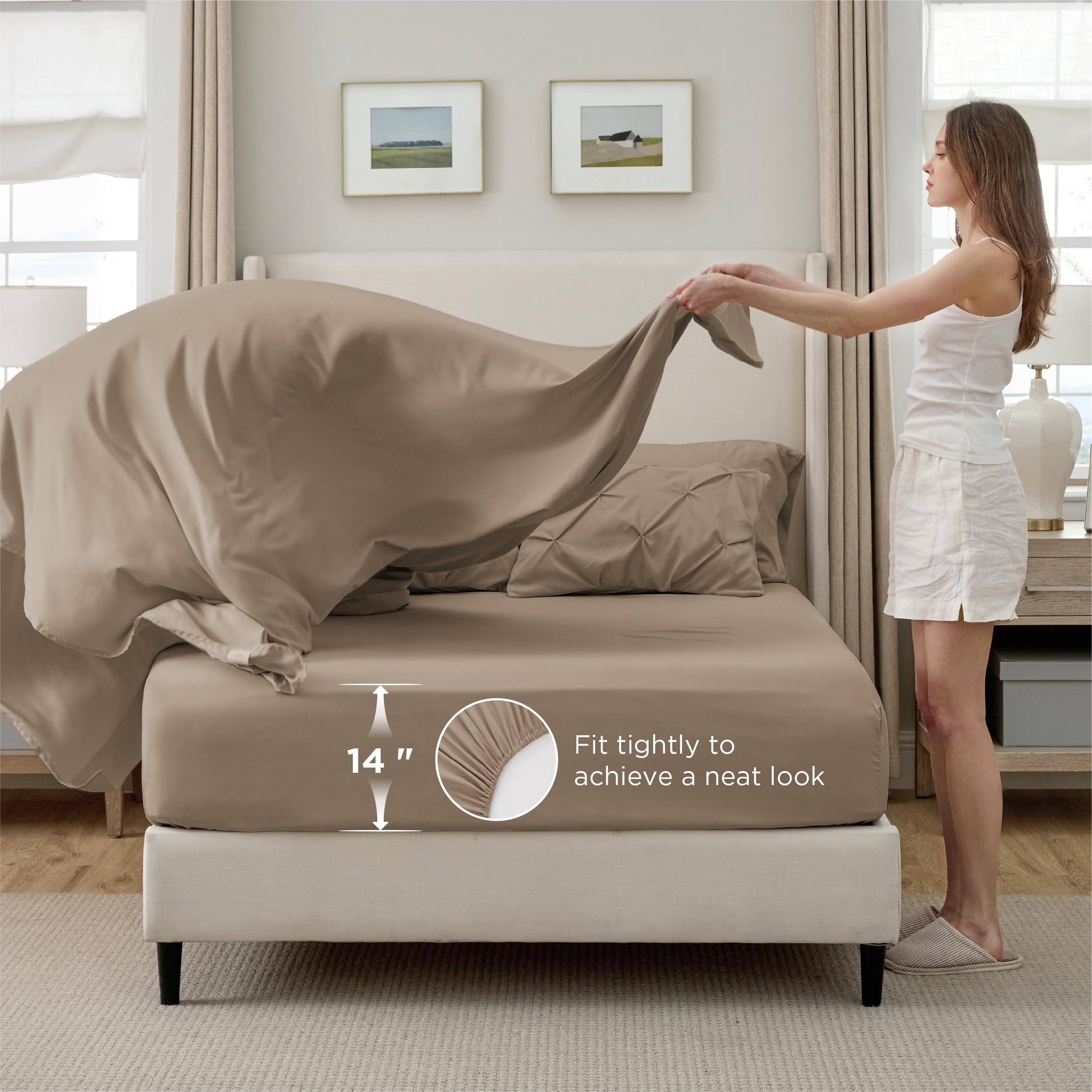 Bedsure styled bed in bedroom demonstrating how the set elevates everyday decor and comfort