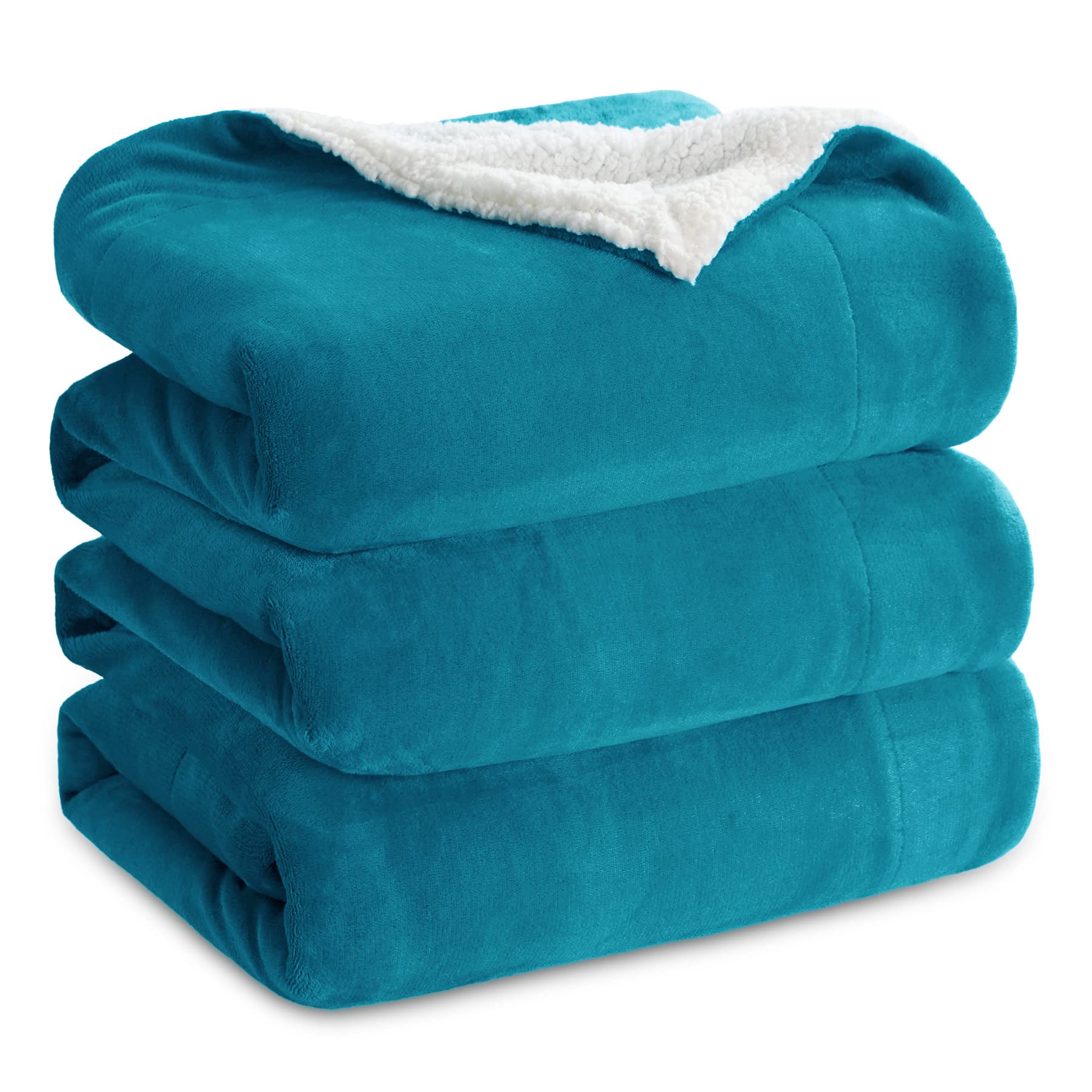 Bedsure king blanket front view showing teal color and full coverage