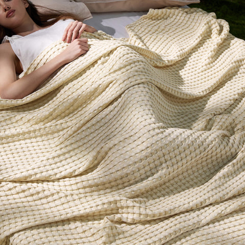 Bedsure king blanket front view showing size and natural color for cool nights