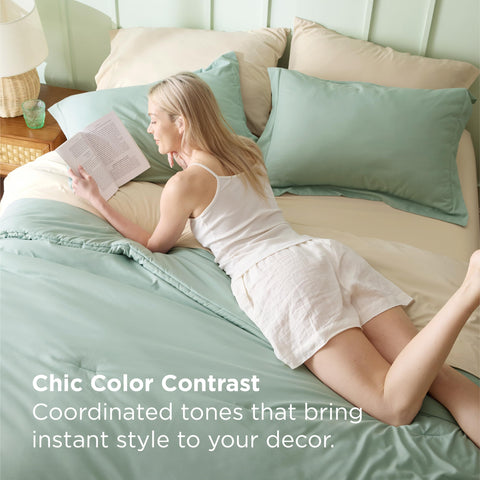 Bedsure close-up of quilt stitching on comforter showcasing durable fill stability and softness
