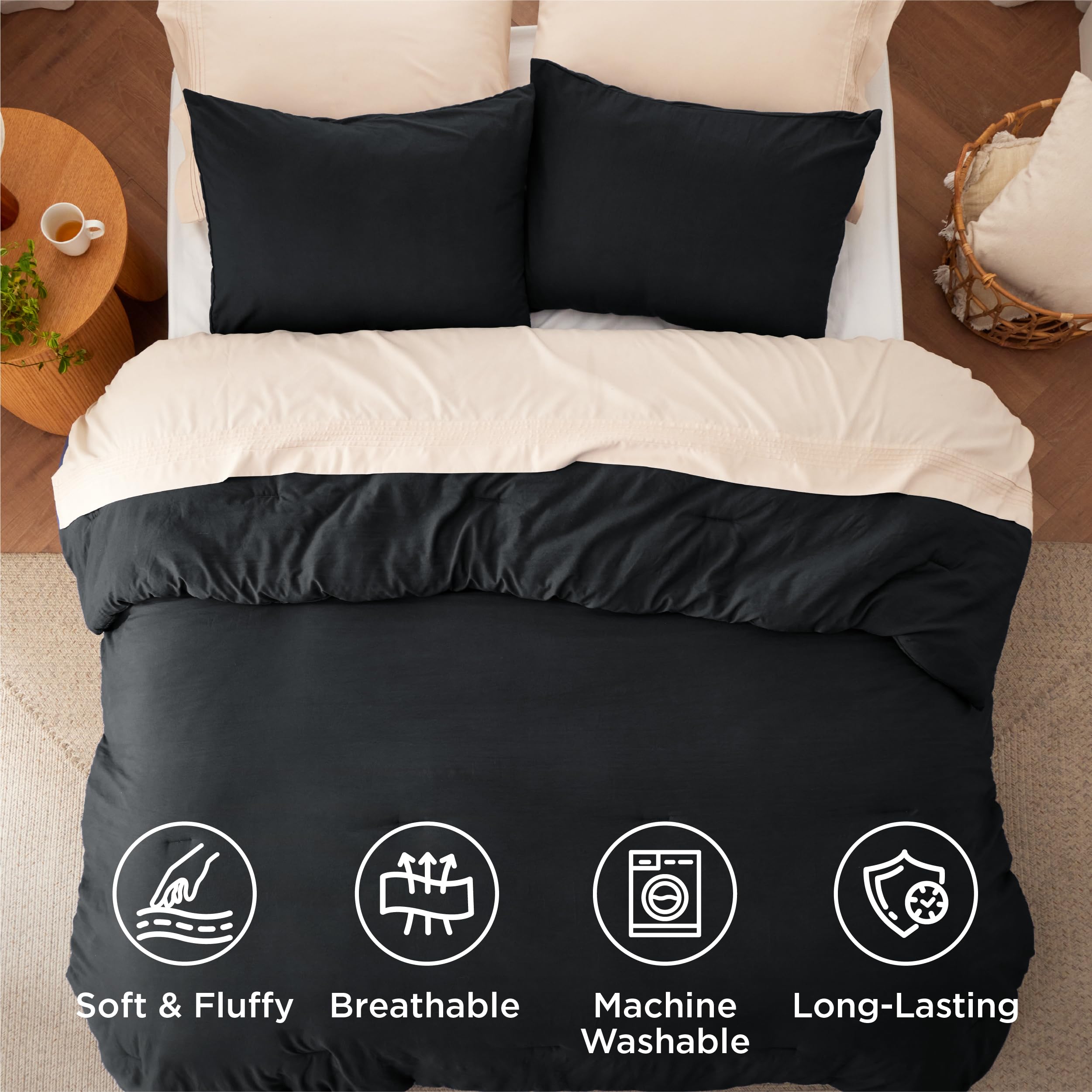 Bedsure comforter edge stitching detail showing durable construction and resilience