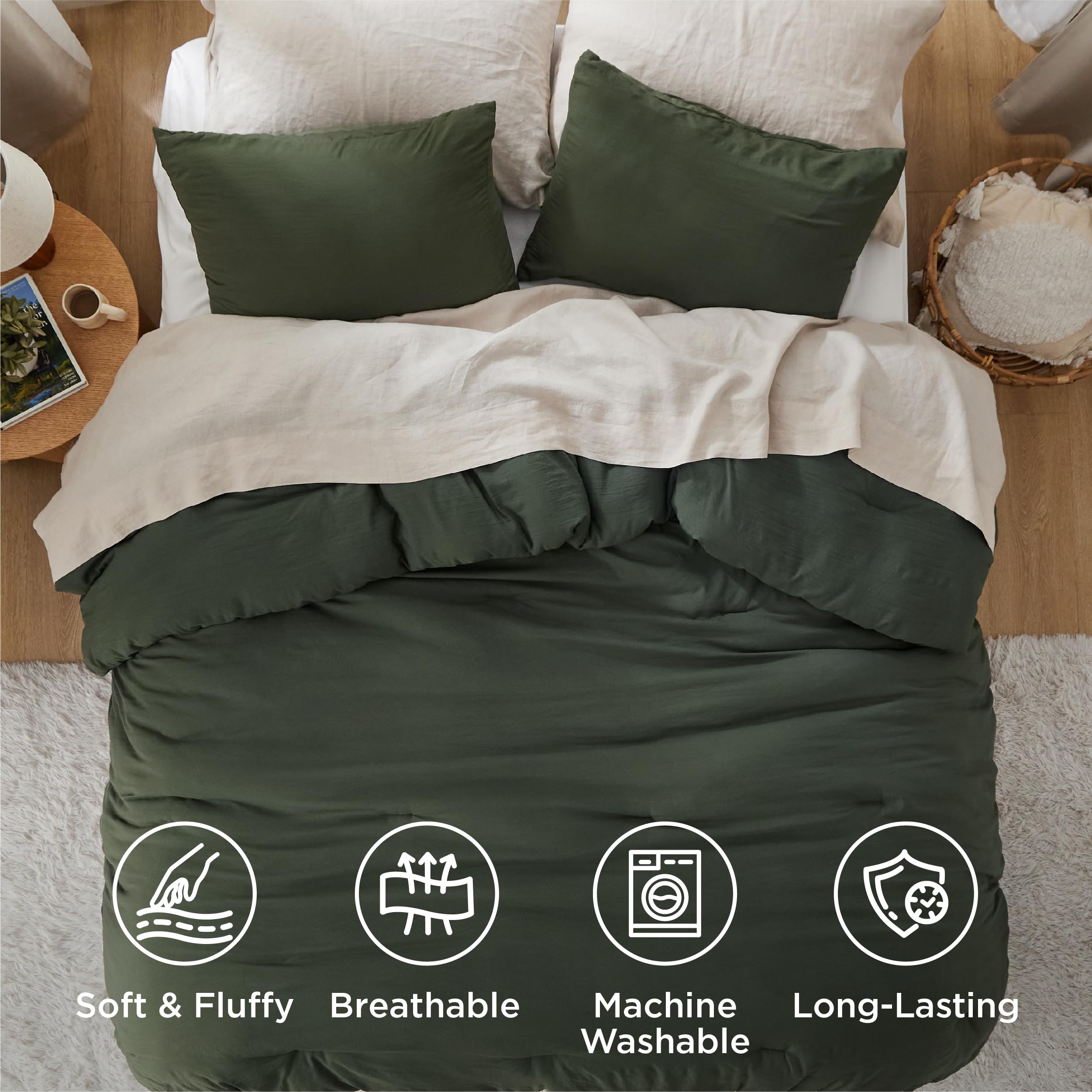 Bedsure pillow shams paired with comforter demonstrating coordinated bedroom look