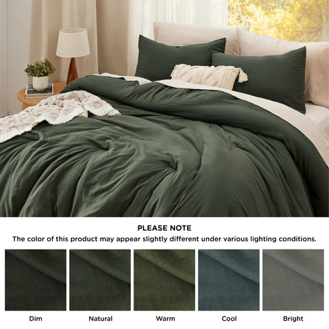 Bedsure comforter draped on king mattress showing generous 104x90 size coverage