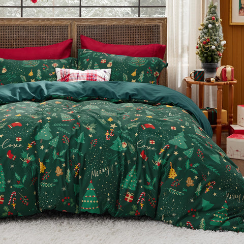 Bedsure king duvet cover front view showing festive design and cozy appeal