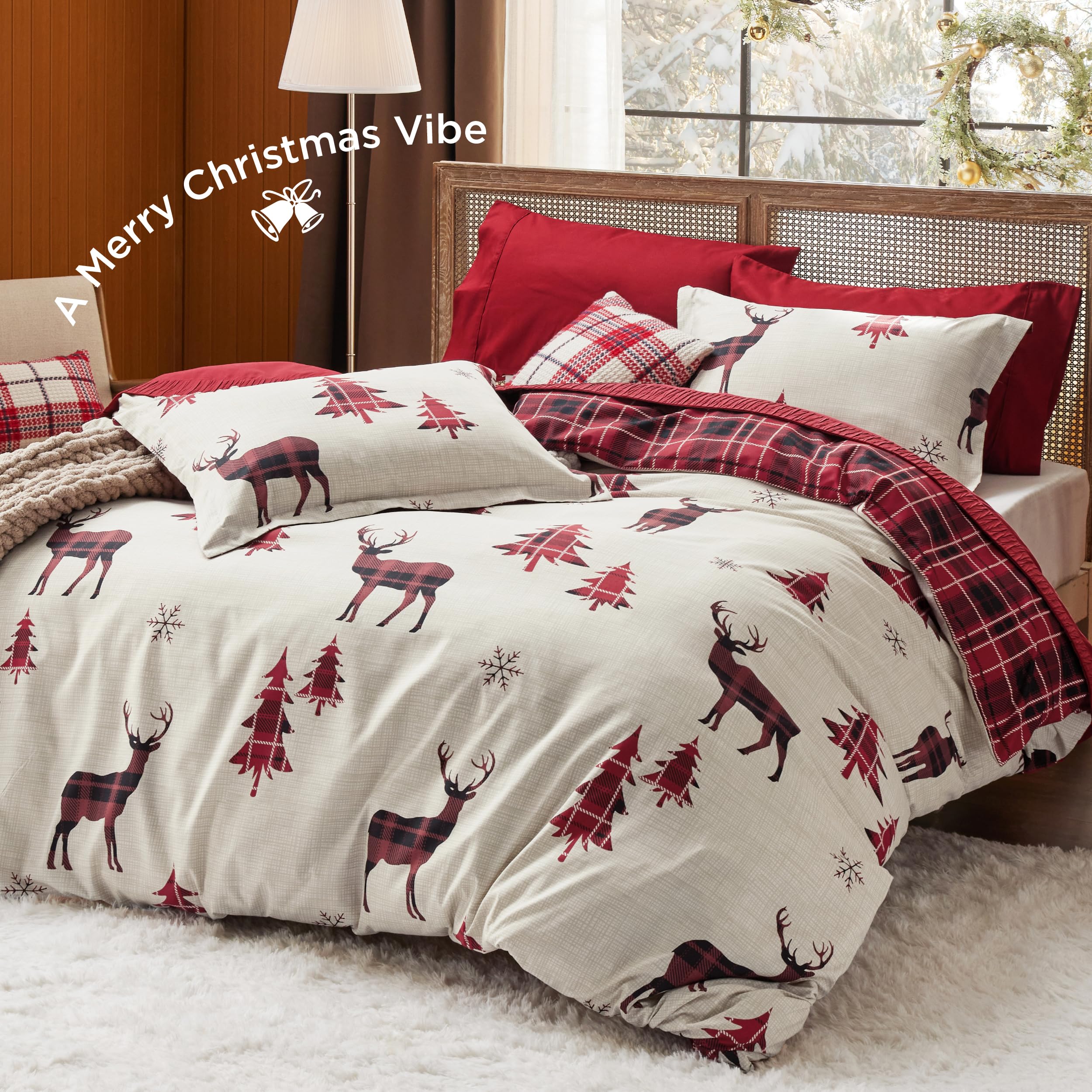 Bedsure king duvet reverse reindeer pattern, offers playful festive décor option