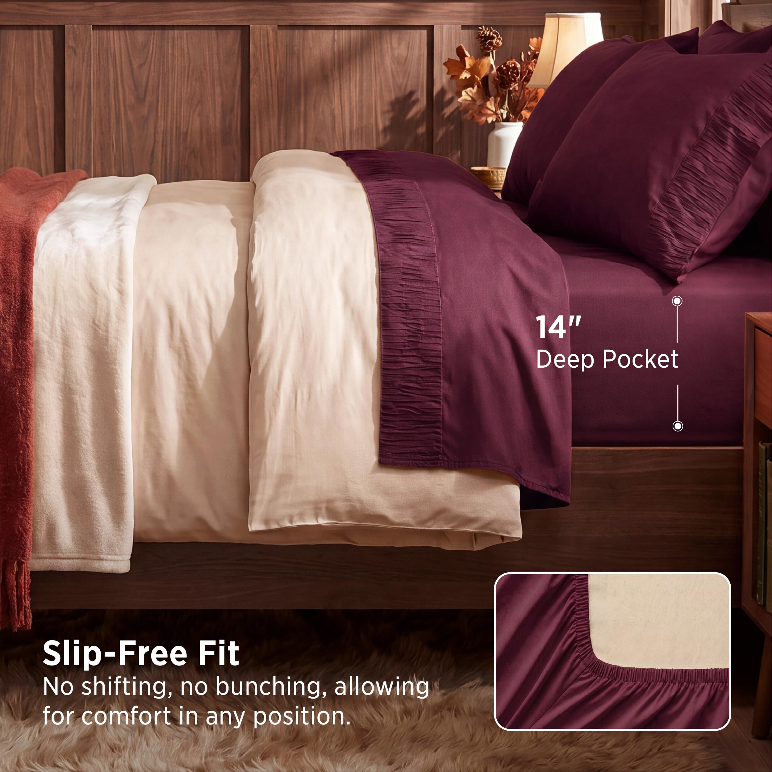 Bedsure flat sheet spread across bed demonstrating generous coverage