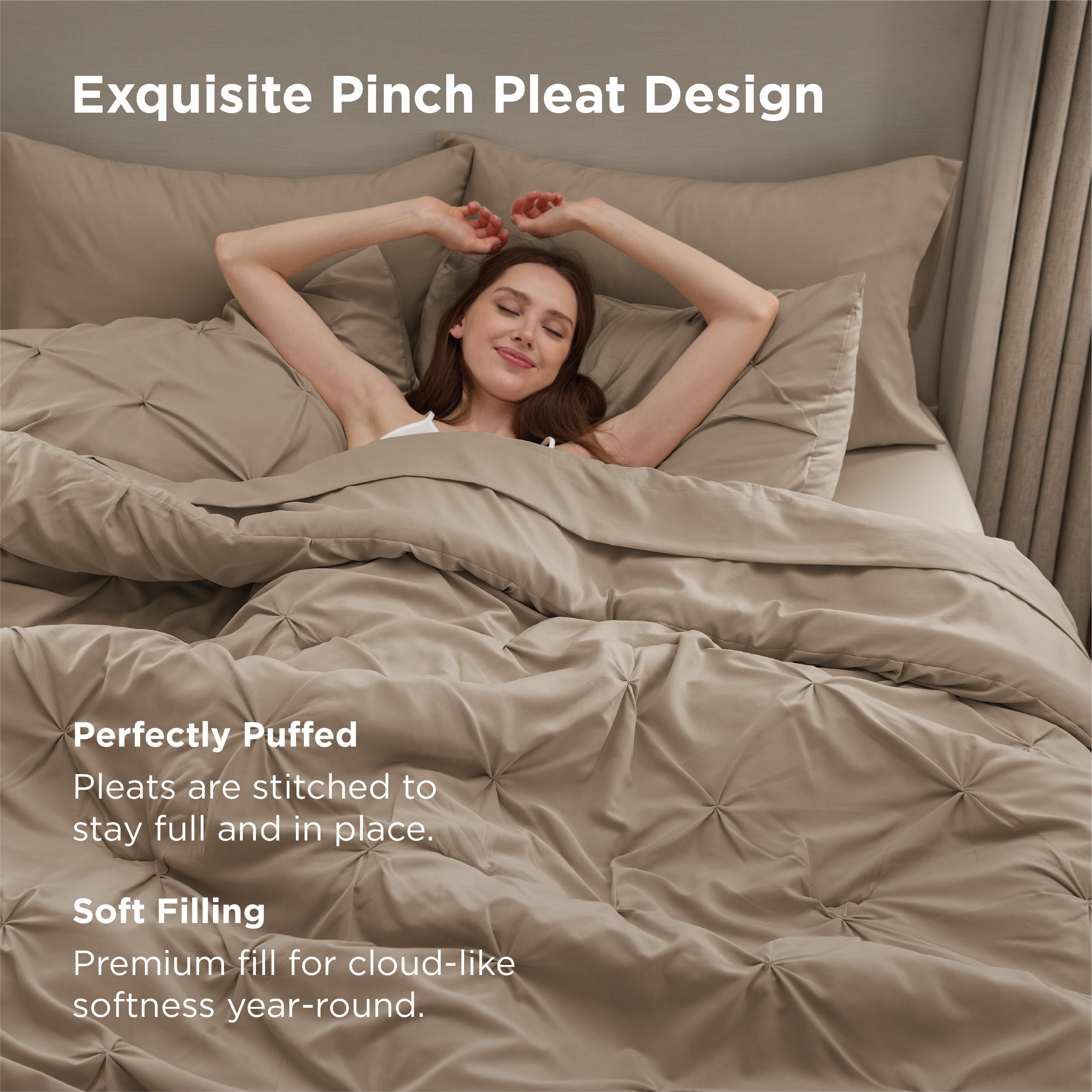 Bedsure pillow shams detail showing pinch-pleat pattern for a refined, hotel-style appearance