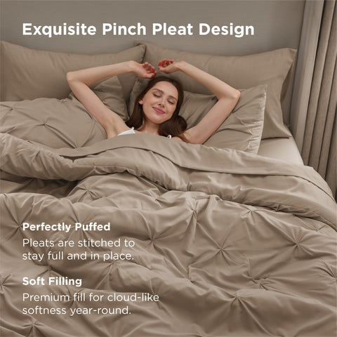 Bedsure pillow shams detail showing pinch-pleat pattern for a refined, hotel-style appearance