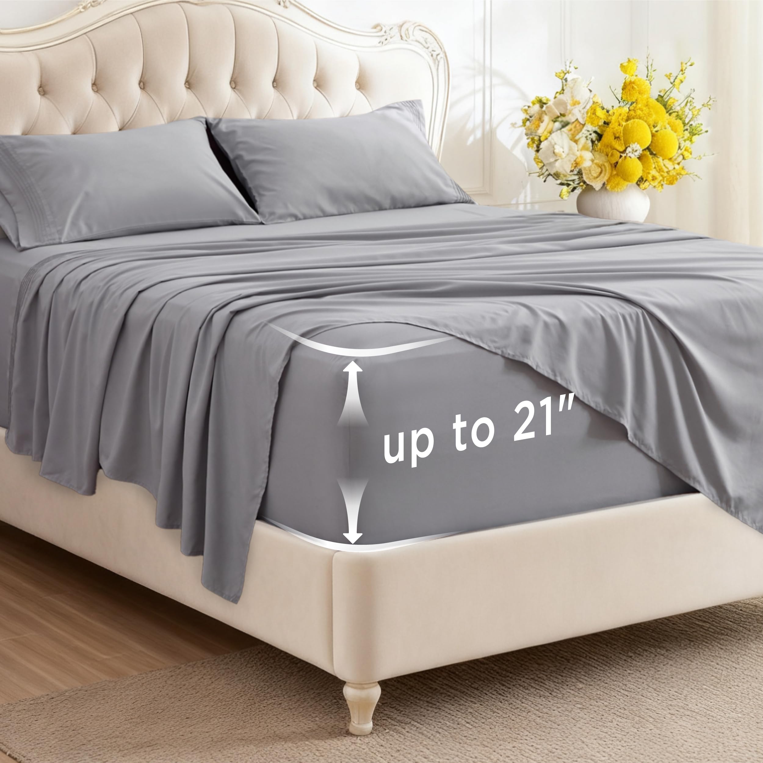 Bedsure front packaging showing full king sheet set and benefits