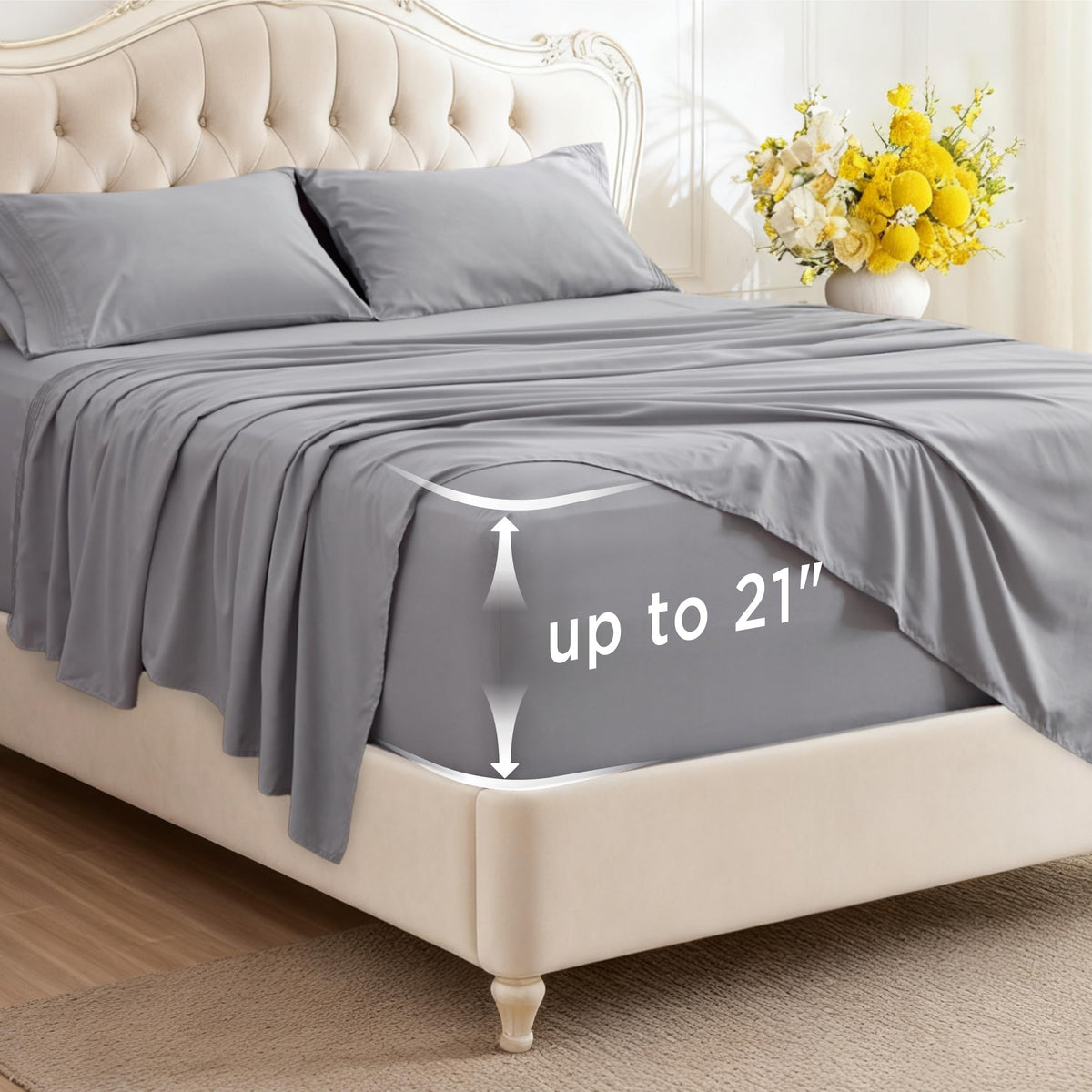 Bedsure front packaging showing full king sheet set and benefits