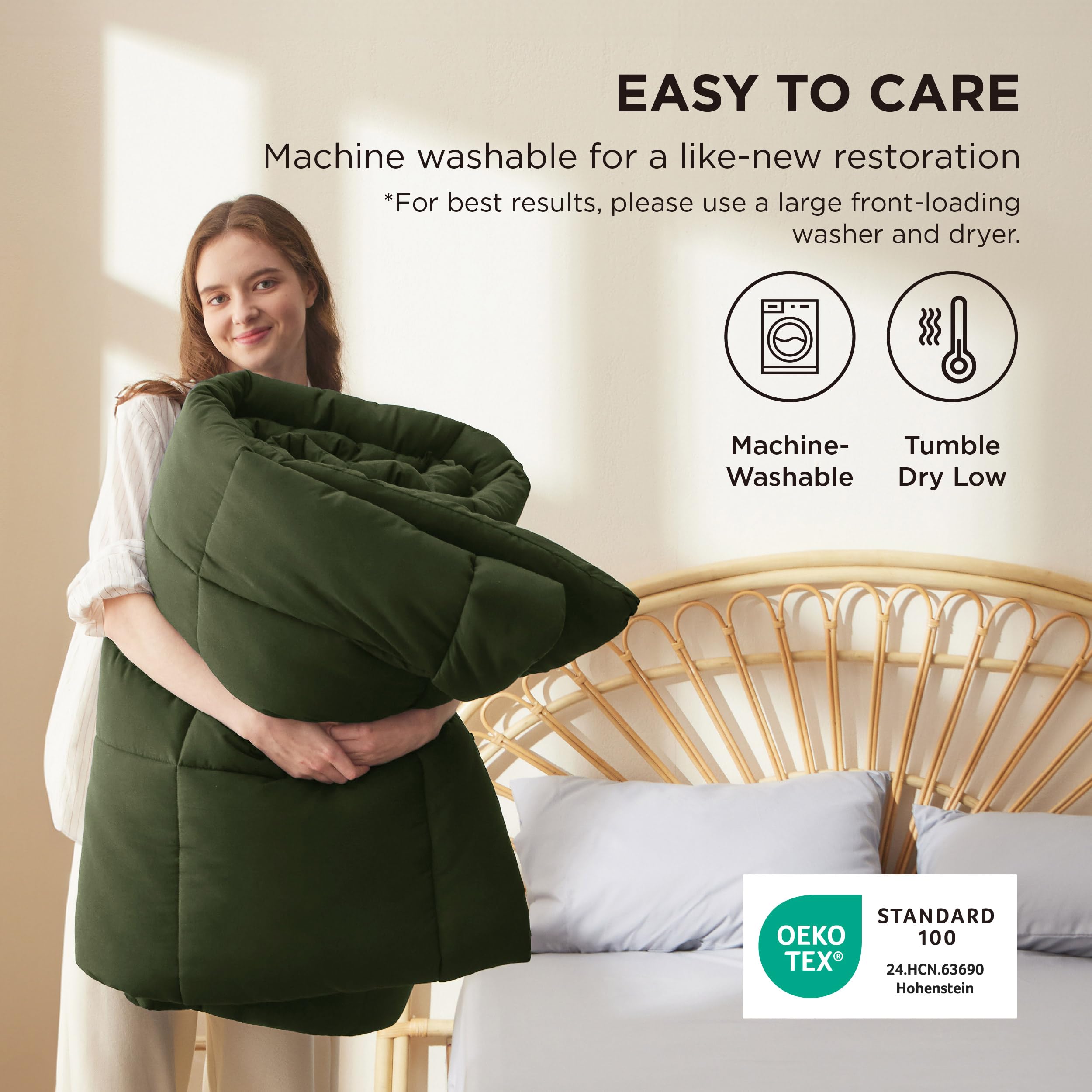 Bedsure king comforter on bed in a styled room showing full coverage benefit: generous sizing