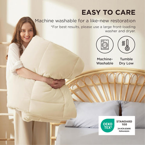 Bedsure king comforter fully spread on bed in lifestyle scene for room styling ideas