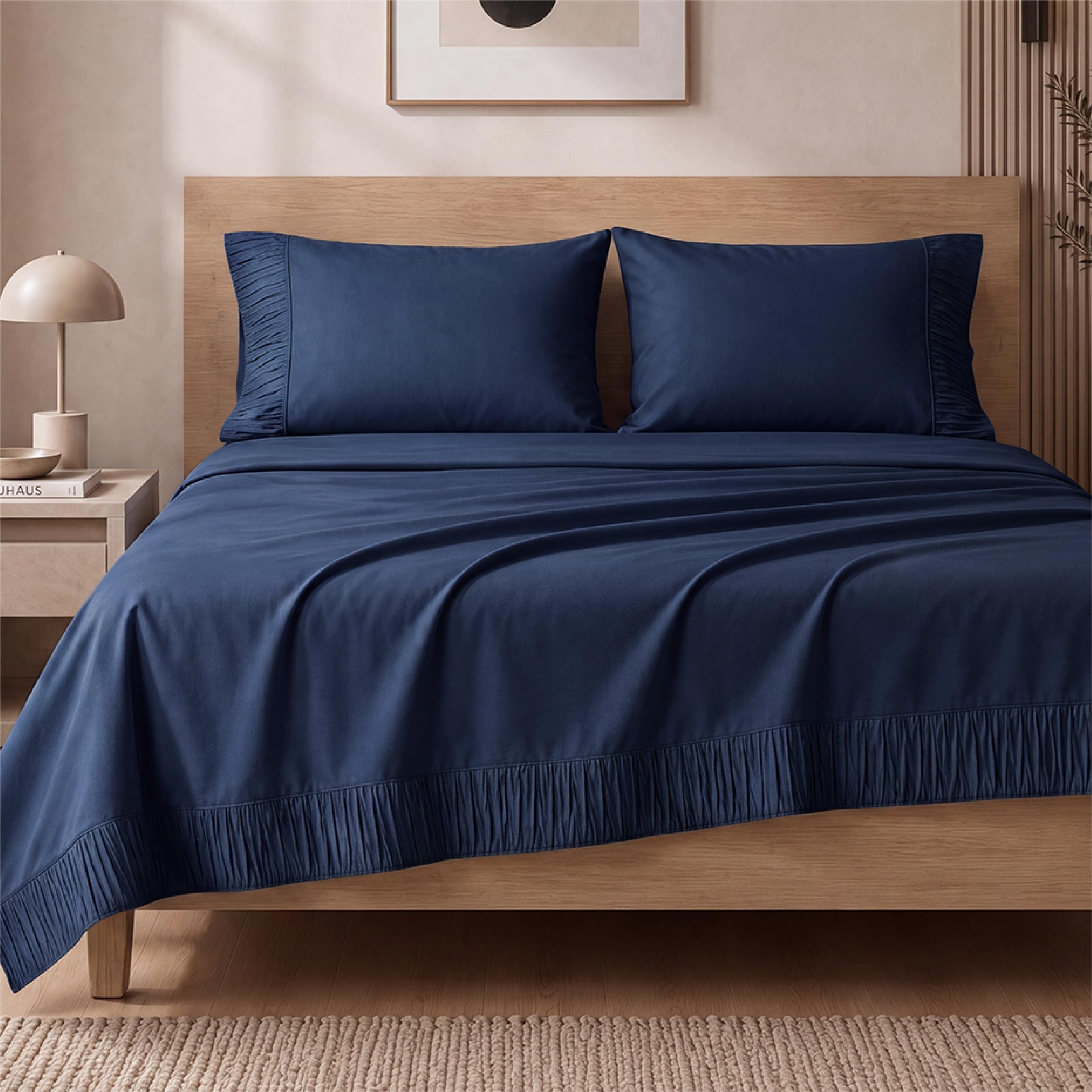 Bedsure washed fabric folded conveying maintained color and easy care