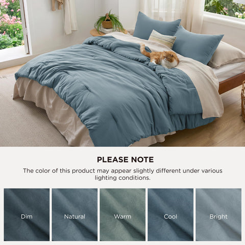 Bedsure styled bedroom scene showing comforter adding calm, modern decor benefit