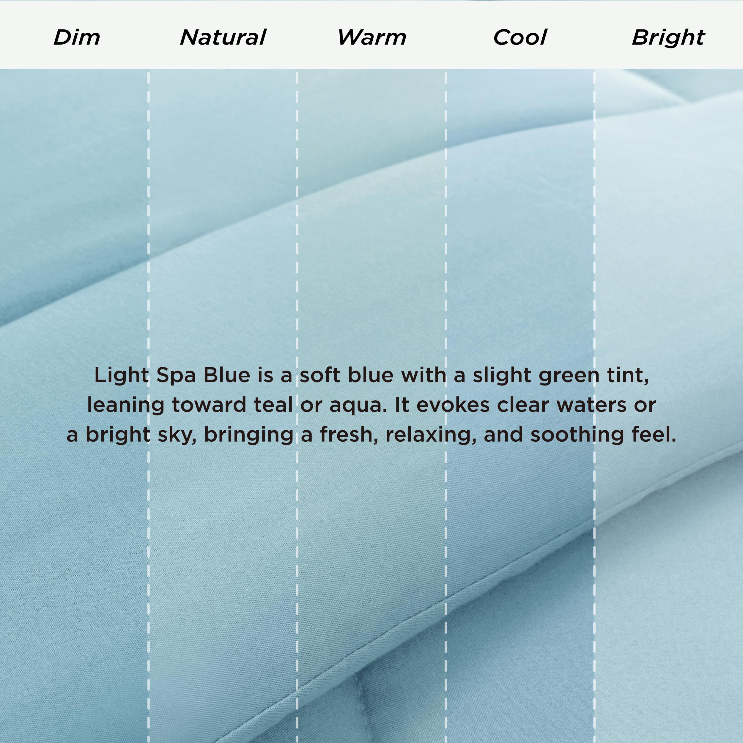 Bedsure in a bedroom setting illustrating cozy look and calming Light Spa Blue
